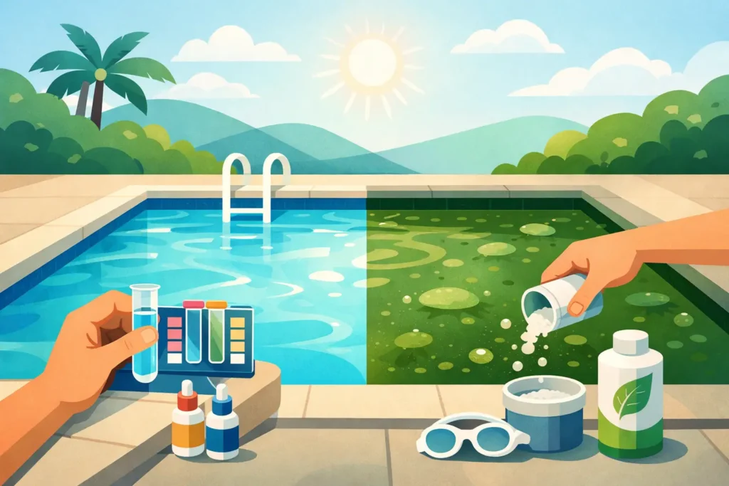 Tratamento de piscina sem algicida funciona?