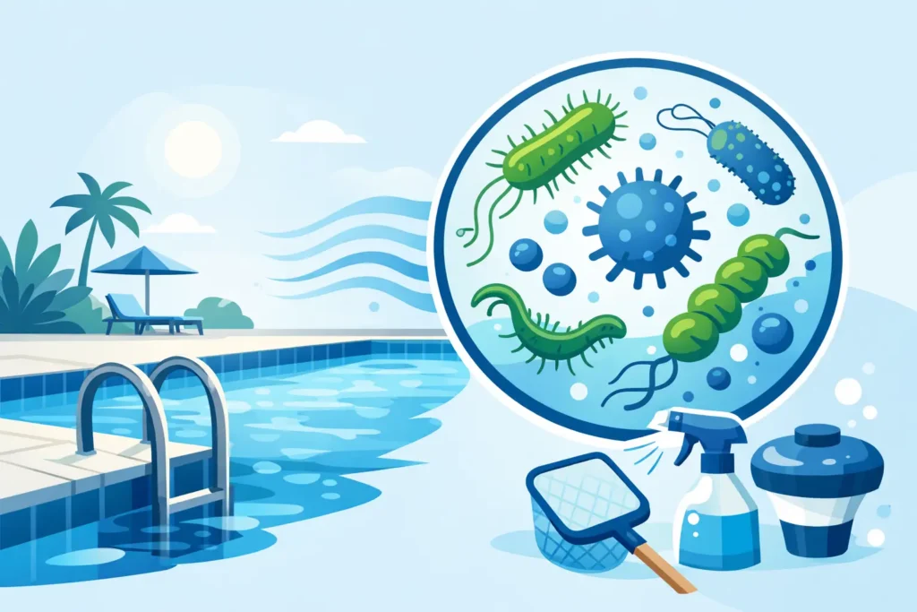 Bactérias na piscina: riscos e como eliminar