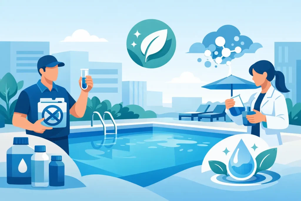 Como diminuir químicos na piscina comercial