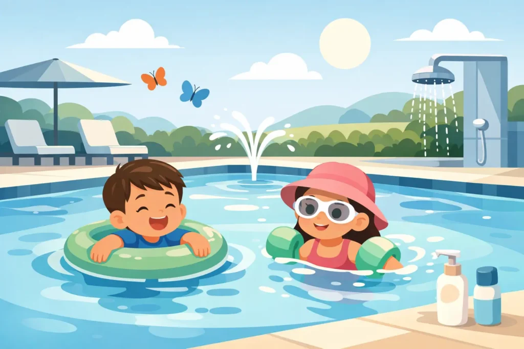 Piscina confortável para crianças alérgicas