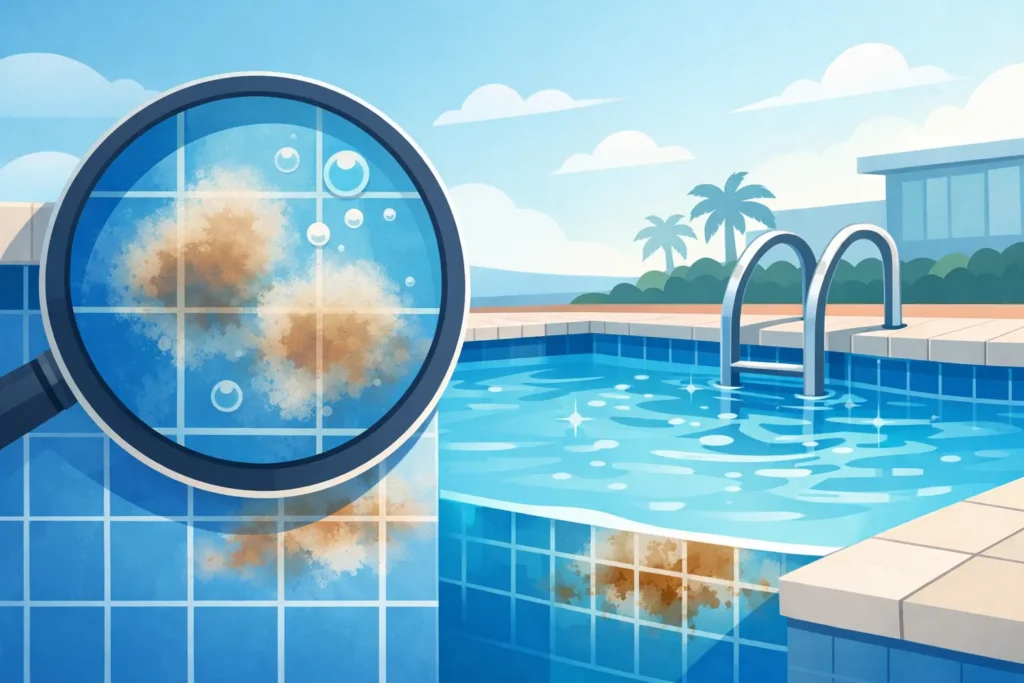 Água ionizada mancha revestimento de piscina?