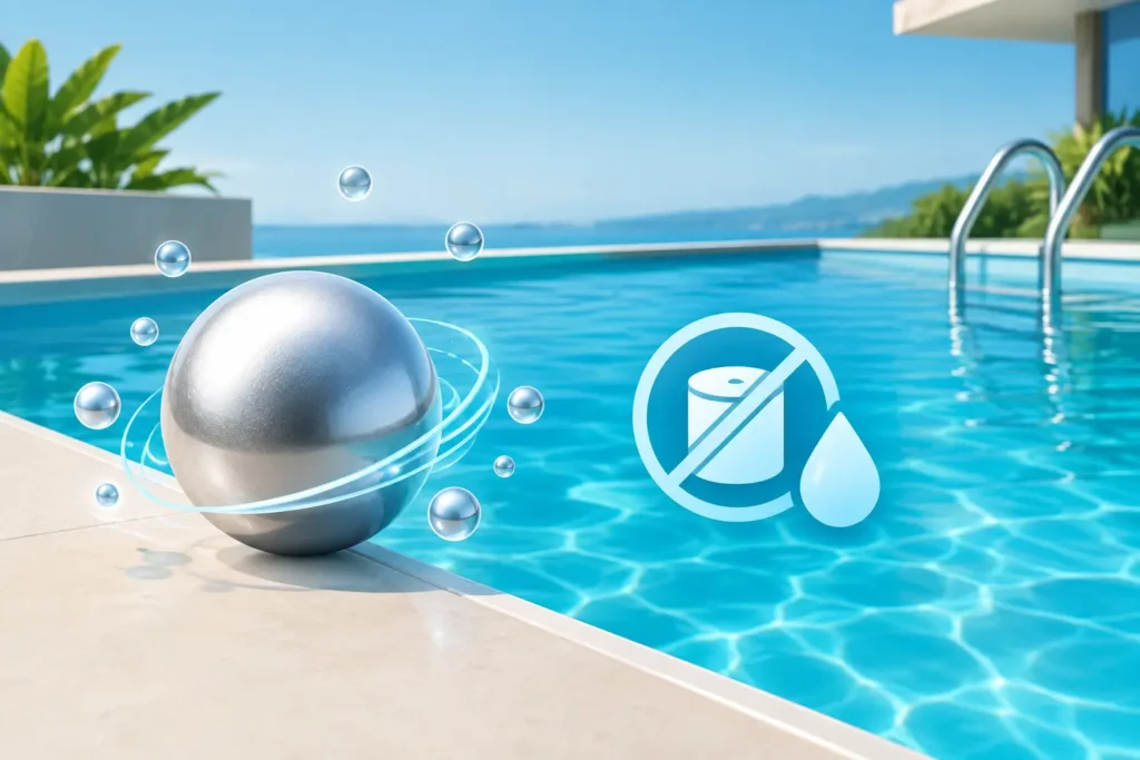 Benefícios da prata na piscina com menos cloro