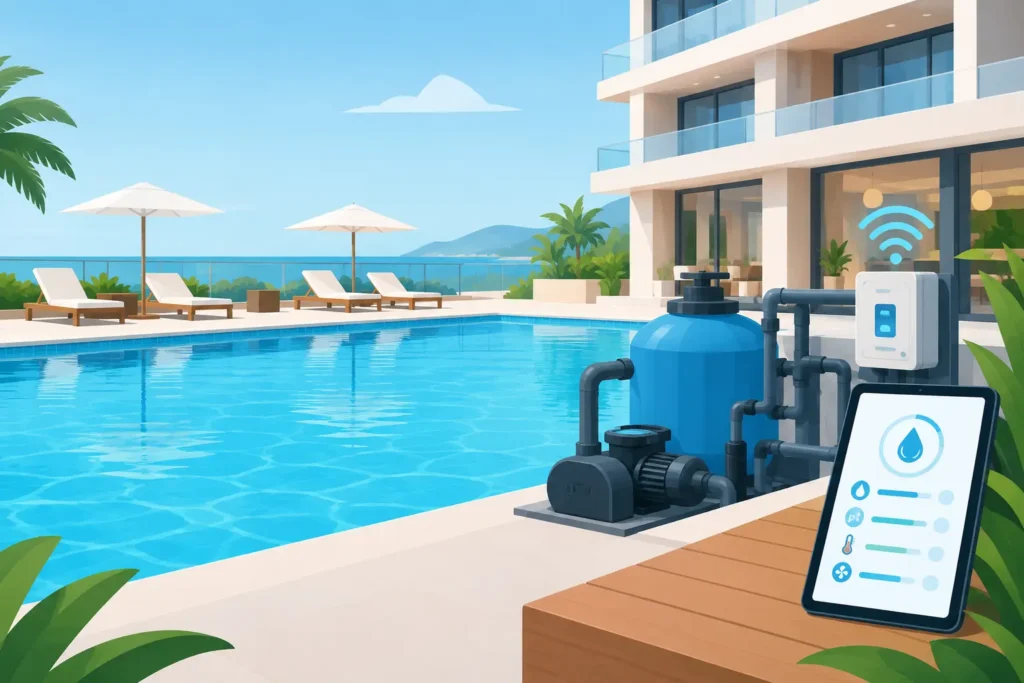 Hotel automatizando o tratamento da piscina